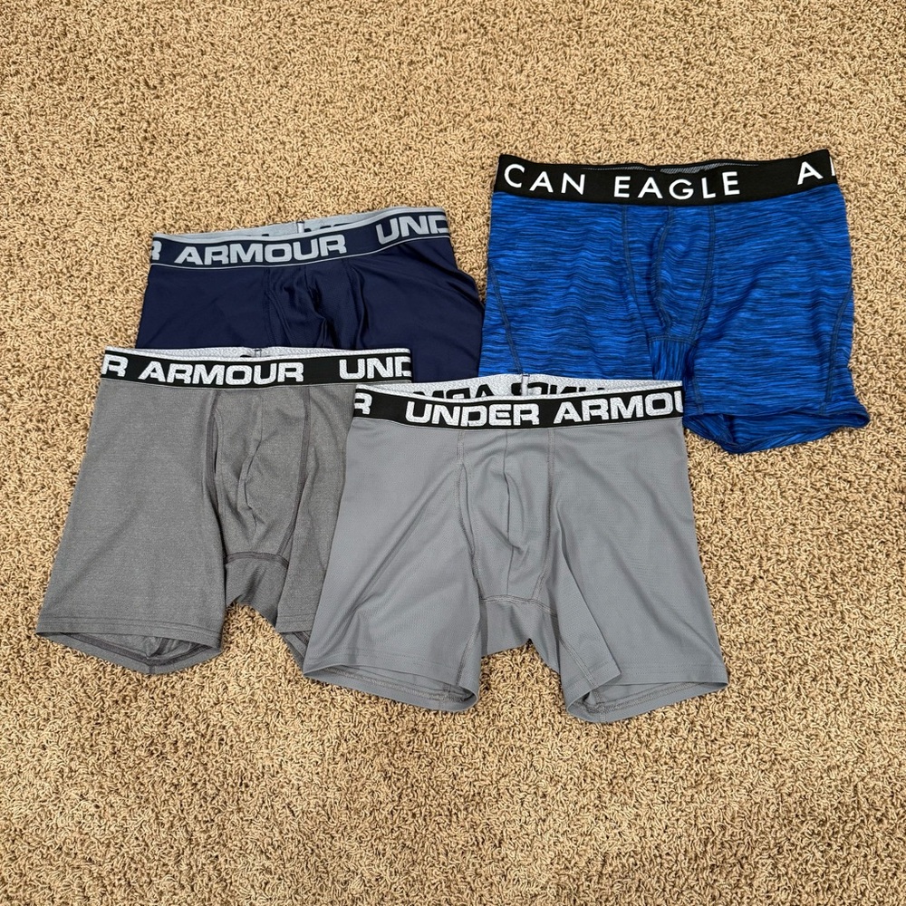 Under Armour Men's Boxer Briefs - Dark Blue, Light Gray, Heather Blue